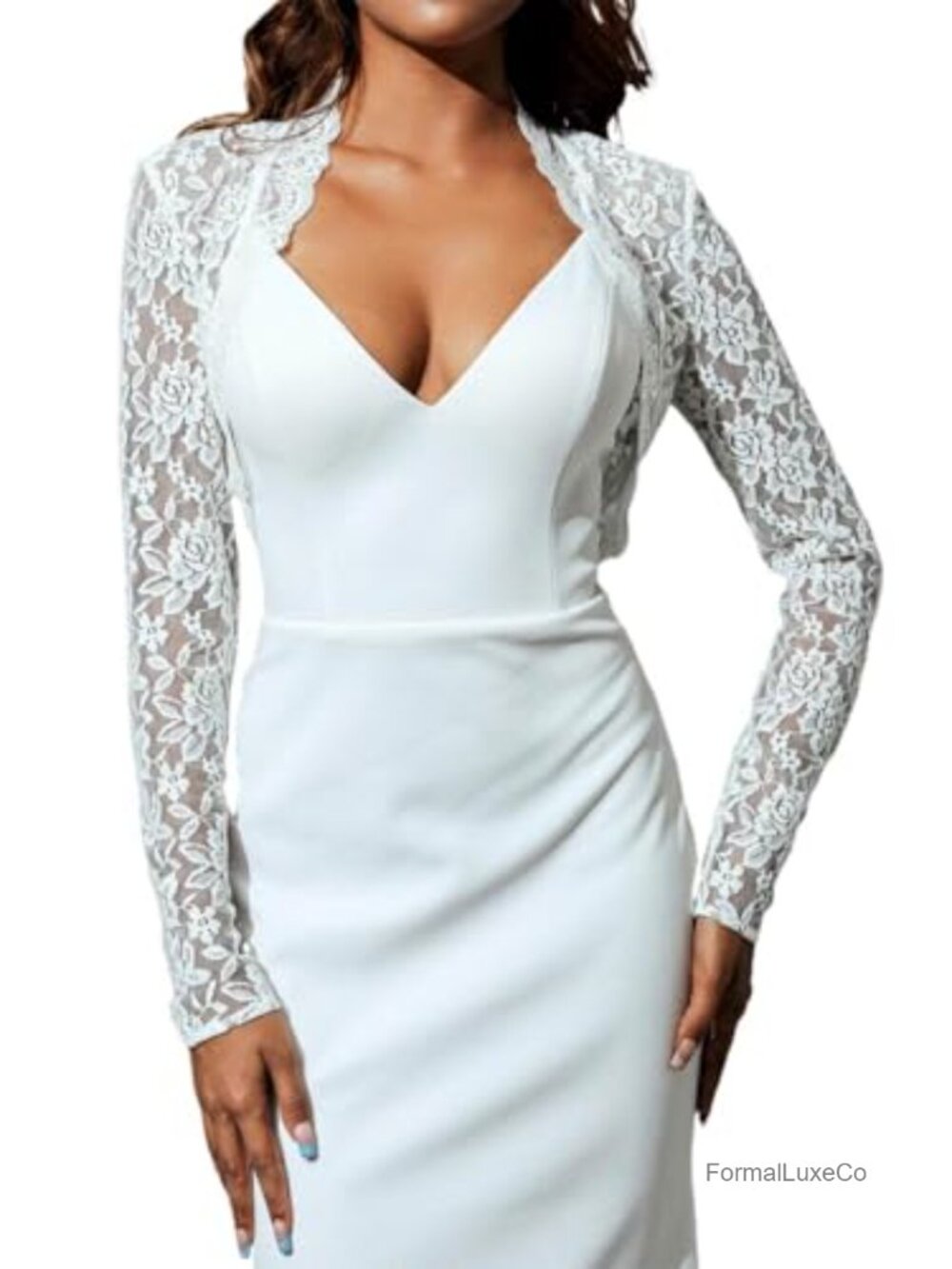 Lace Shrug Bolero Jacket Long Sleeve Wedding Evening Bridal